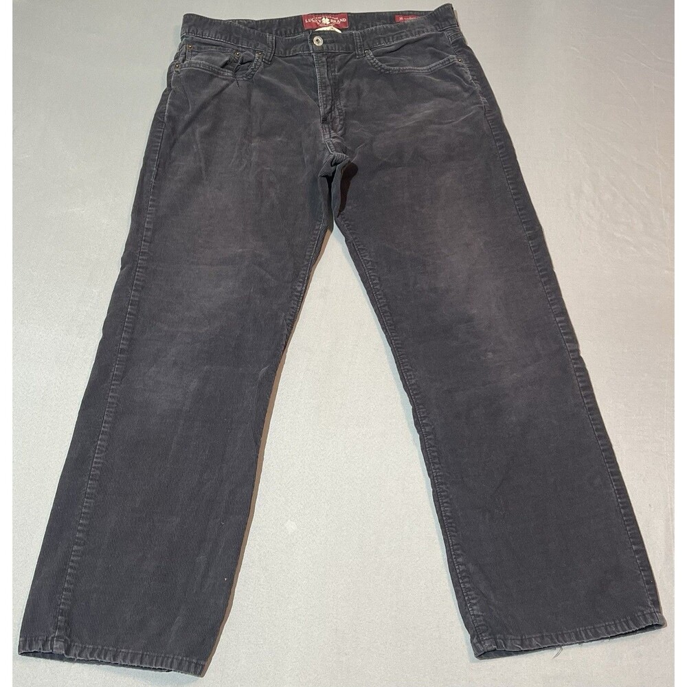 Lucky Brand 34x32 Charcoal Gray Corduroy 361 Vintage Straight 5 Pocket Mens Pant